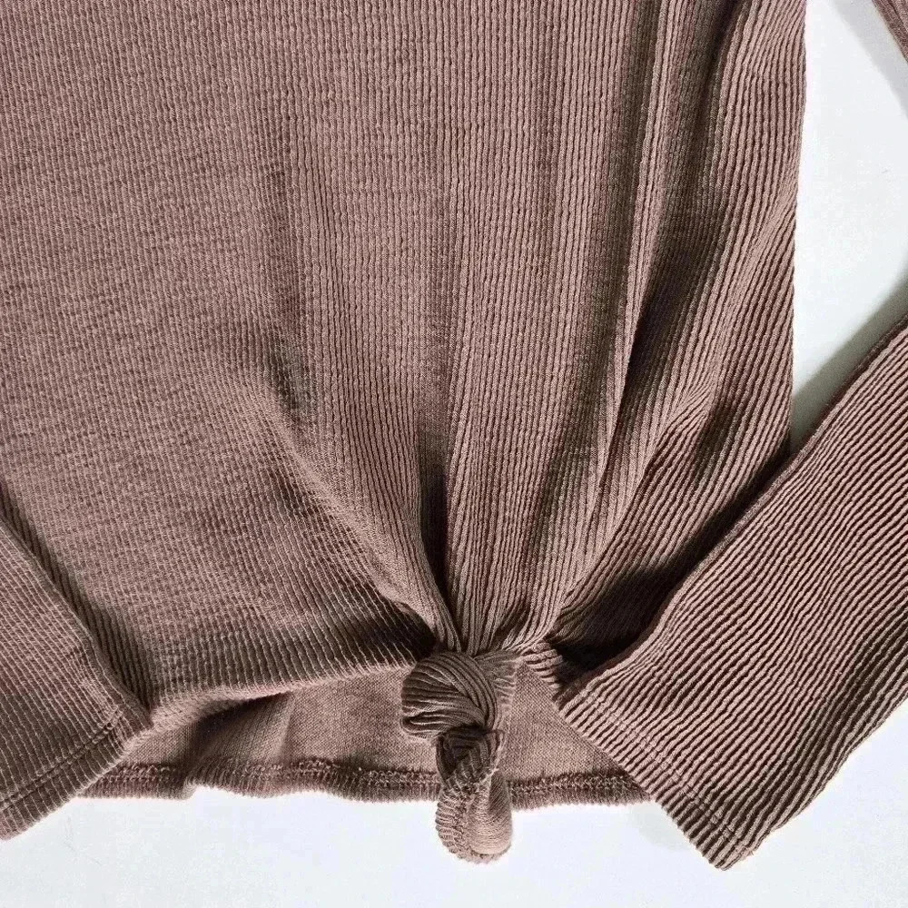 Madewell Brown Neutral Basic Knot-Front Ribbed Lo… - image 2